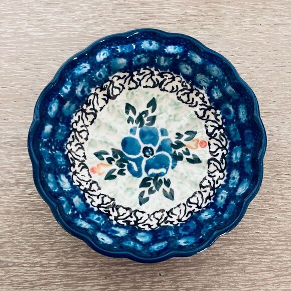 Boleslawiec Polish Pottery Ceramic Floral Trinket Bowl Dish - Picture 1 of 2